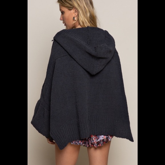 COPY - POL Charcoal Chenille Knit Hooded Sweater - Picture 4 of 9